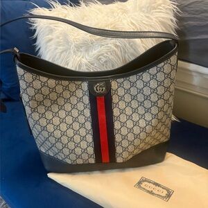 Gucci Beige Tote with Red Accent
